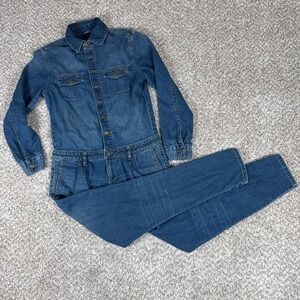 Zara‎ Denim Jumpsuit Womens XS Blue Cotton Utility Boiler Suit Z1975 Urban